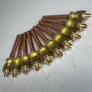 Штуцер (клапан) шредера с трубкой. Латунь 6*0,35*44mm, общая длина 66mm (комплект 10шт) RTS174760000080399